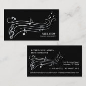 Elegante und raffinierte Silver & Black Piano Musi Visitenkarte (Vorne/Hinten)