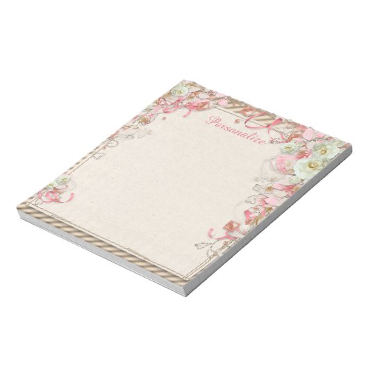 Elegante und romantische Blume Blumengarten Notizblock (Rotiert)