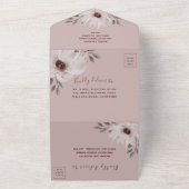 Elegante und romantische Rosa Blumenhochzeit All In One Einladung (Außenbereich)