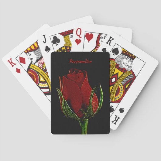 Elegante und romantische Single Rote Rose Personal Spielkarten (Rückseite)