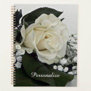 Elegante und romantische Weißrosen Personalisiert Planer