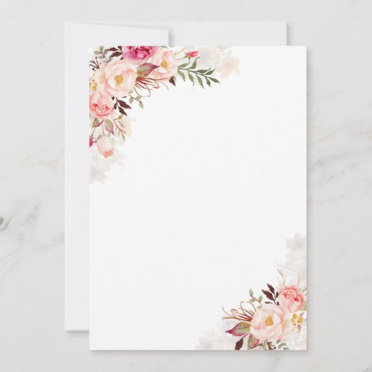 Elegante und rustikale Blumenhochzeit Einladung (Rückseite)