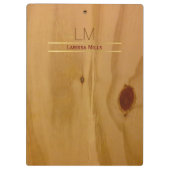 elegante und rustikale Holztextur personalisiert Klemmbrett (Rückseite)