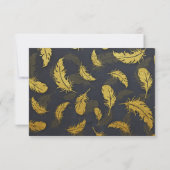 Elegante und schicke Black and Gold Feather UAWG RSVP Karte (Rückseite)