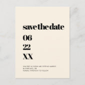 Elegante und schicke Creme Save the Date Postkarte (Vorderseite)