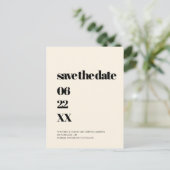 Elegante und schicke Creme Save the Date Postkarte (Stehend Vorderseite)