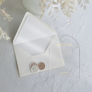 Elegante und schicke Hochzeit mit botanischem Wapp Acryleinladungen