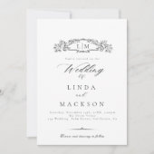 Elegante und schicke Hochzeit mit botanischem Wapp Einladung (Vorderseite)