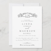 Elegante und schicke Hochzeit mit botanischem Wapp Einladung (Vorderseite)