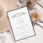 Elegante und schicke Hochzeit mit botanischem Wapp Einladung