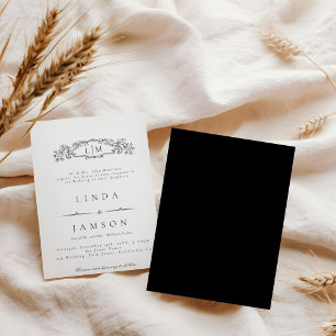 Elegante und schicke Hochzeit mit botanischem Wapp Einladung