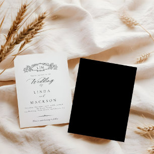 Elegante und schicke Hochzeit mit botanischem Wapp Einladung