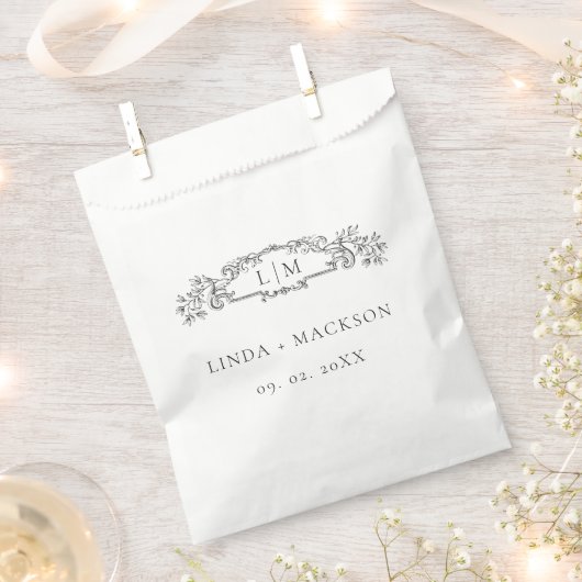 Elegante und schicke Hochzeit mit botanischem Wapp Geschenktütchen (Ausgeschnitten)