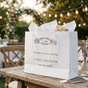 Elegante und schicke Hochzeit mit botanischem Wapp Große Geschenktüte