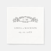 Elegante und schicke Hochzeit mit botanischem Wapp Serviette (Vorderseite)