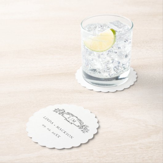 Elegante und schicke Hochzeit mit botanischem Wapp Untersetzer (Vor Ort)