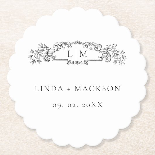 Elegante und schicke Hochzeit mit botanischem Wapp Untersetzer (Vorderseite)