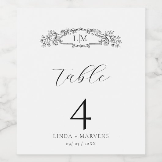 Elegante und schicke Hochzeit mit botanischem Wapp Weinetikett (Einzelnes Label)