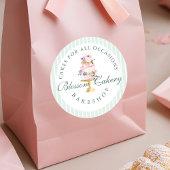 Elegante und schicke Minze Wasserfarben Blumenkuch Runder Aufkleber