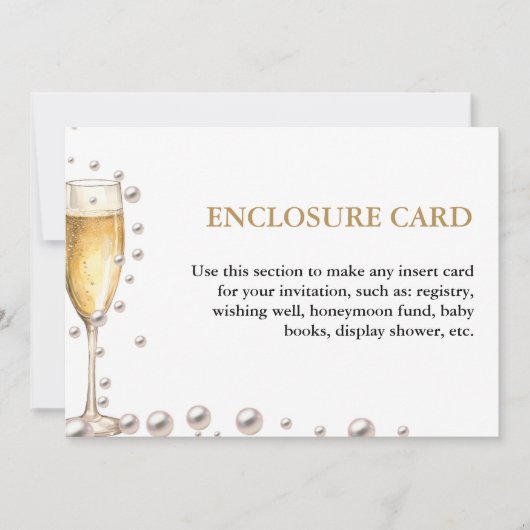 Elegante und schicke Perlen aus Gold und Prosecco Einladung (Vorderseite)