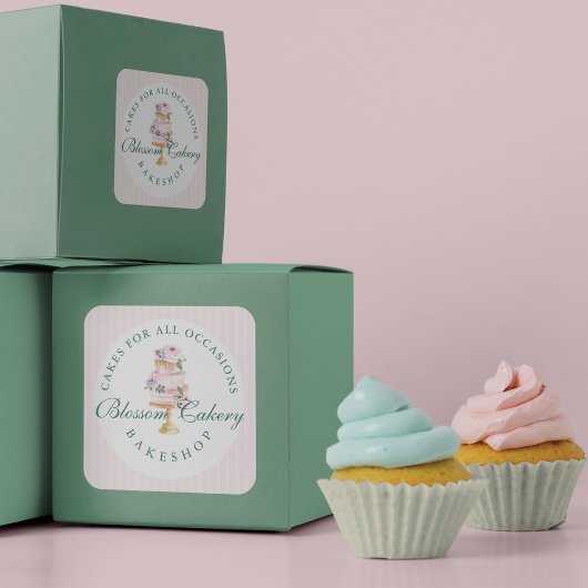 Elegante und schicke rosa Wasserfarben Blumenkuche Runder Aufkleber