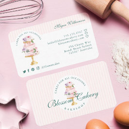 Elegante und schicke rosa Wasserfarben Blumenkuche Visitenkarte