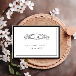 Elegante und schicke Schwarz-Weiß-Hochzeit RSVP Karte