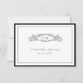 Elegante und schicke Schwarz-Weiß-Hochzeit RSVP Karte (Vorderseite)