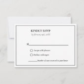 Elegante und schicke Schwarz-Weiß-Hochzeit RSVP Karte (Rückseite)