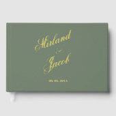 Elegante und schicke Szene Grüne Hochzeit Datum Gästebuch (Vorderseite)