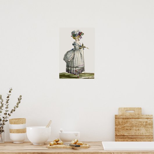 Elegante und schöne antike französische Mode Zeich Poster (Küche)