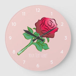 Elegante und schöne rote Rose Große Wanduhr