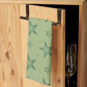 Elegante und stilvolle Olive Stars auf dem Sage Gr Geschirrtuch