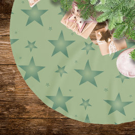 Elegante und stilvolle Olive Stars auf dem Sage Gr Polyester Weihnachtsbaumdecke