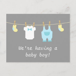 Elegante und süße Baby-Jungen-Kleidung Ankündigungspostkarte