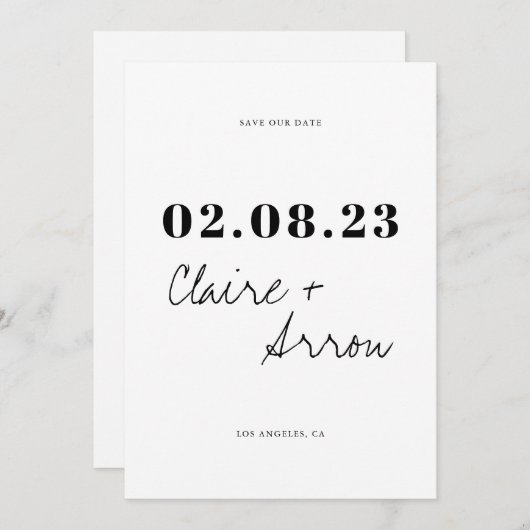 Elegante und trendige Hochzeit speichern Sie das D Einladung (Vorne/Hinten)