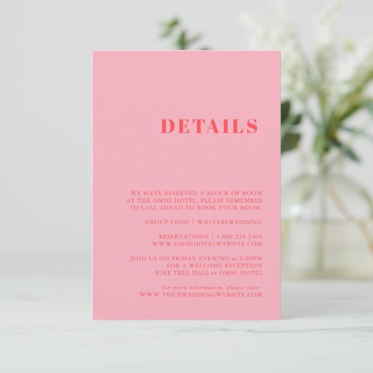 Elegante und trendige Retro-Rosa-Umschließkarte Begleitkarte (Stehend Vorderseite)