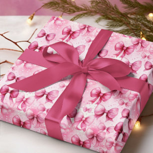 Elegante und verspielte rosa Coquette-Bögen Bänder Geschenkpapier