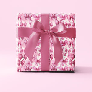 Elegante und verspielte rosa Kokettenbögen Bänder Geschenkpapier