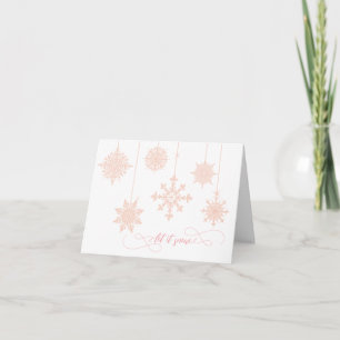 Elegante und Verzierte Rosa Schneeflocken Weihnach Karte