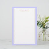 Elegante und weibliche Periwinkle Gold Personalisi Briefpapier (Stehend Vorderseite)