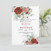 Elegante und weiche Burgund Red Greenerity Wedding Einladung (Stehend Vorderseite)