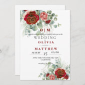 Elegante und weiche Burgund Red Greenerity Wedding Einladung (Vorne/Hinten)