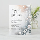 Elegante und weiße Perlen 21. Geburtstag Party Einladung (Stehend Vorderseite)