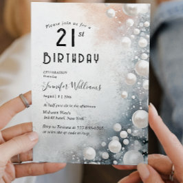 Elegante und weiße Perlen 21. Geburtstag Party Einladung