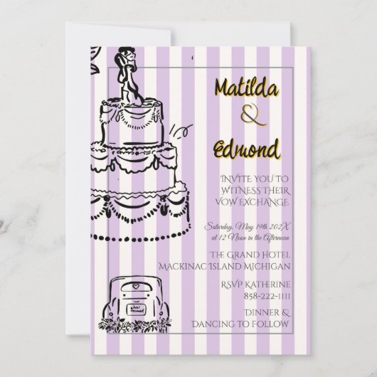 Elegante und whimsische Pastellstreifen Einladung (Vorderseite)