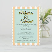 Elegante und whimsische Pastellstreifen Einladung (Stehend Vorderseite)