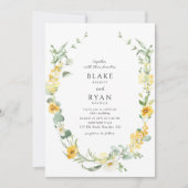 Elegante und zarte, gelbe Kranzverheiratung Einladung (Vorderseite)