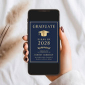 Elegante Uni Blue Gold Graduation Party Einladung