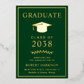 Elegante Uni Grüner Abschluss Ankündigung (Vorderseite)